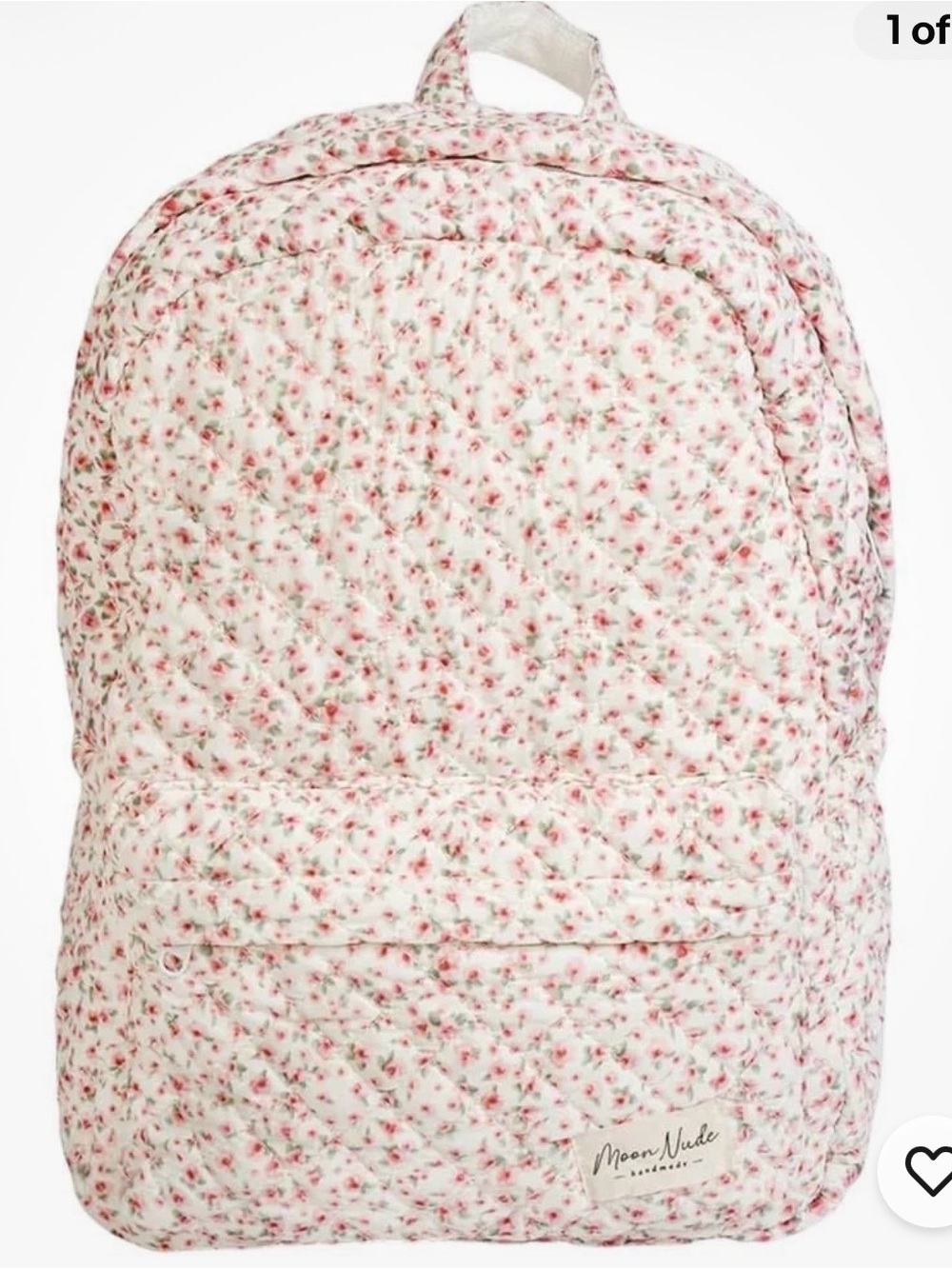 New Moon Nude Pink Floral Quilted Backpack small flower print lightweight